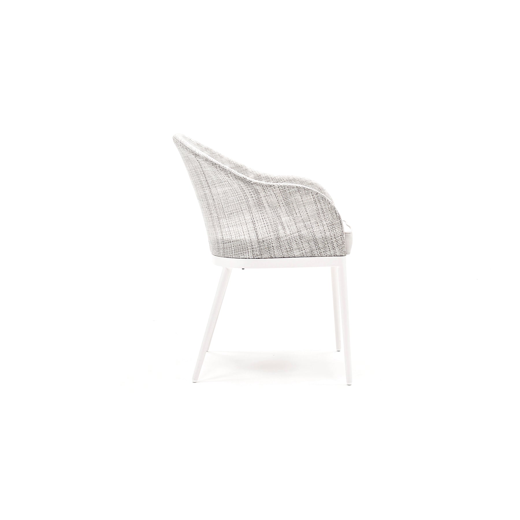 Chair with woven backrest on a white background