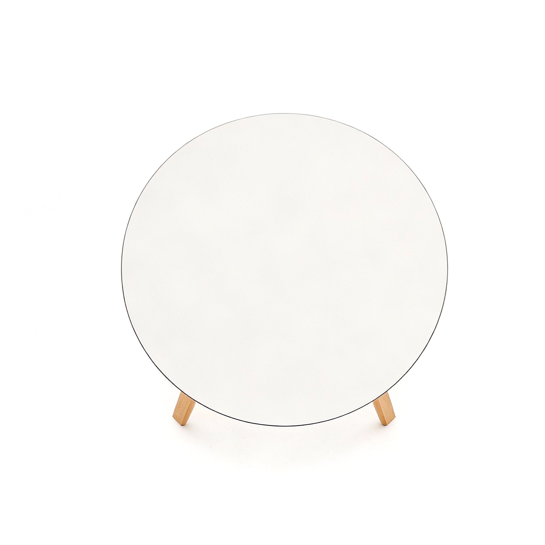 EMMA_COFFEE Round glass table with wooden legs on a white background