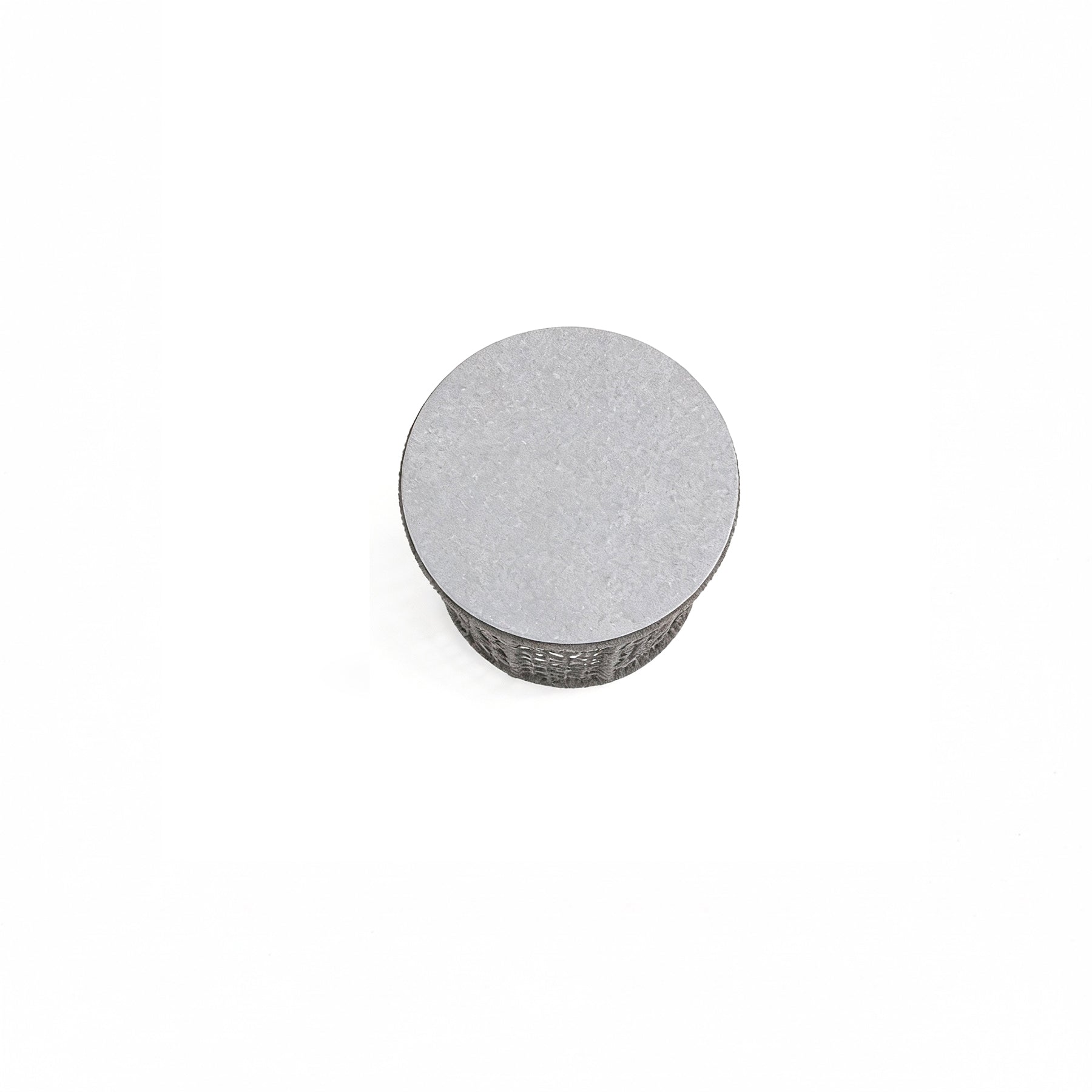 EMMA_COFFEE Round gray stone on a white background
