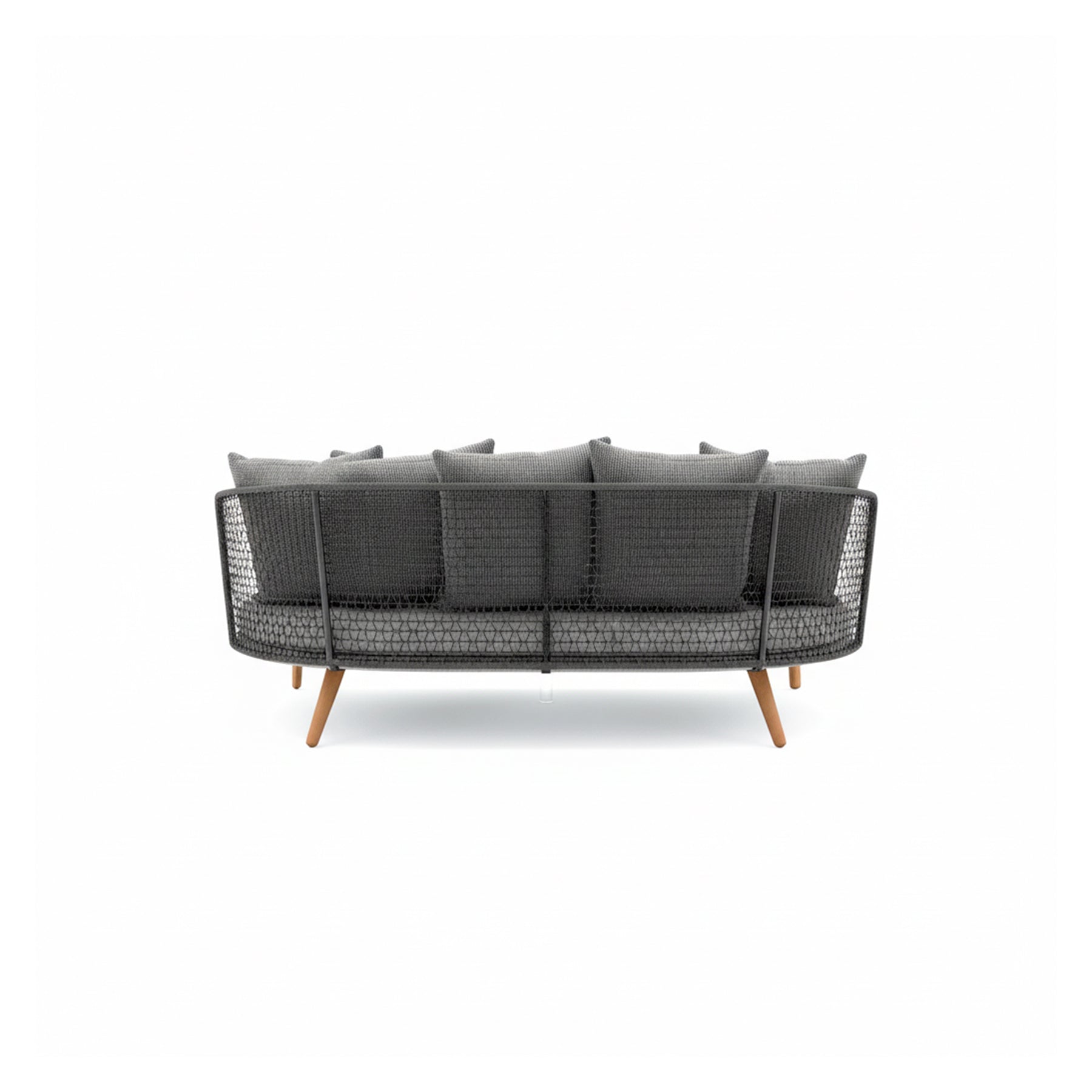 EMMA_DAYBED Modern outdoor sofa with wicker design on a white background