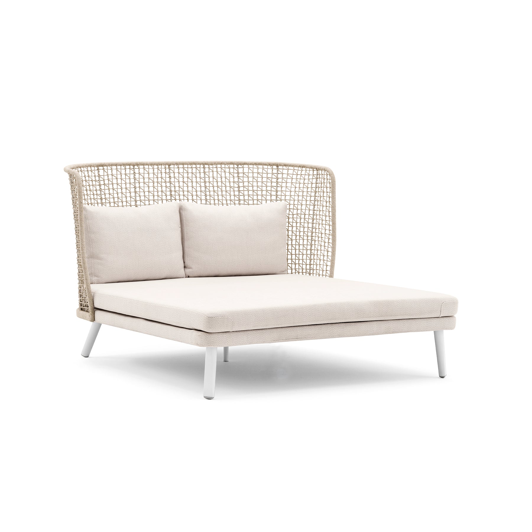 MMA_DAYBED Modern outdoor sofa with wireframe backrest on a white background