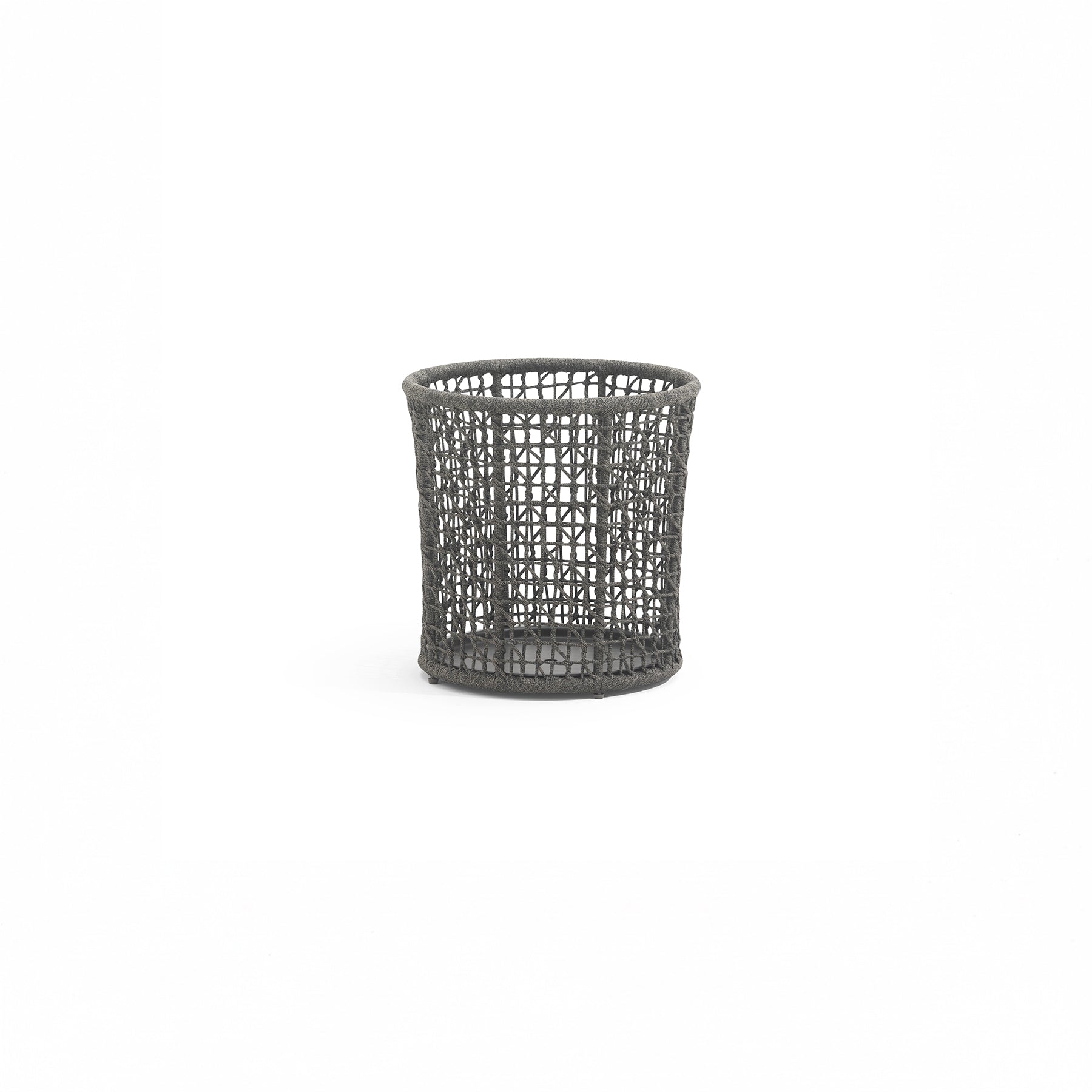 EMMA_FLOWER Dark gray woven basket on a white background