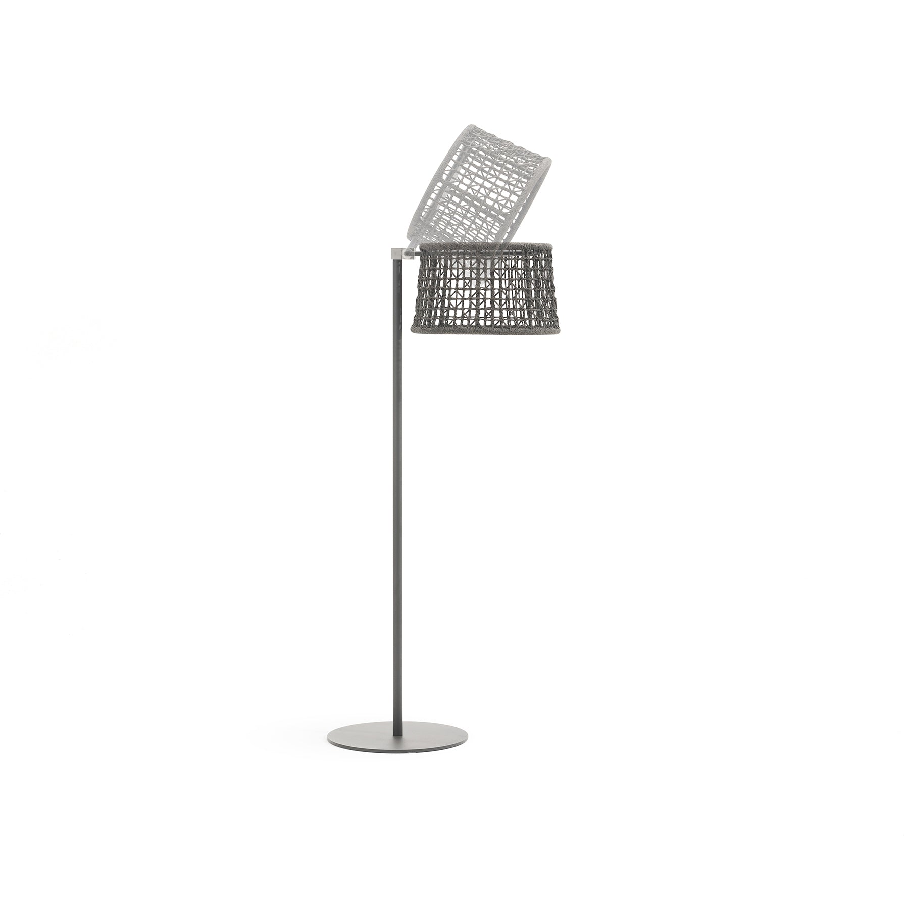 EMMA_LAMP Floor lamp with woven design on a white background