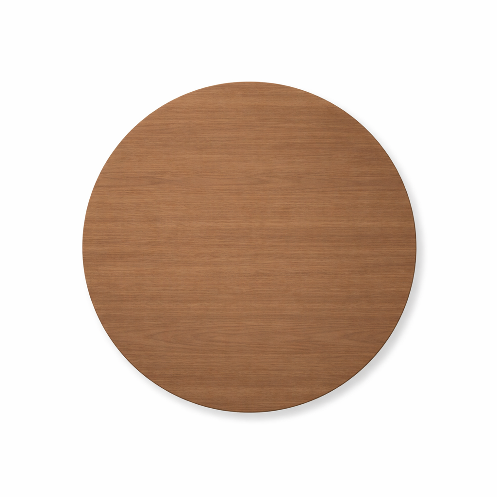 Round wooden coaster on a white background