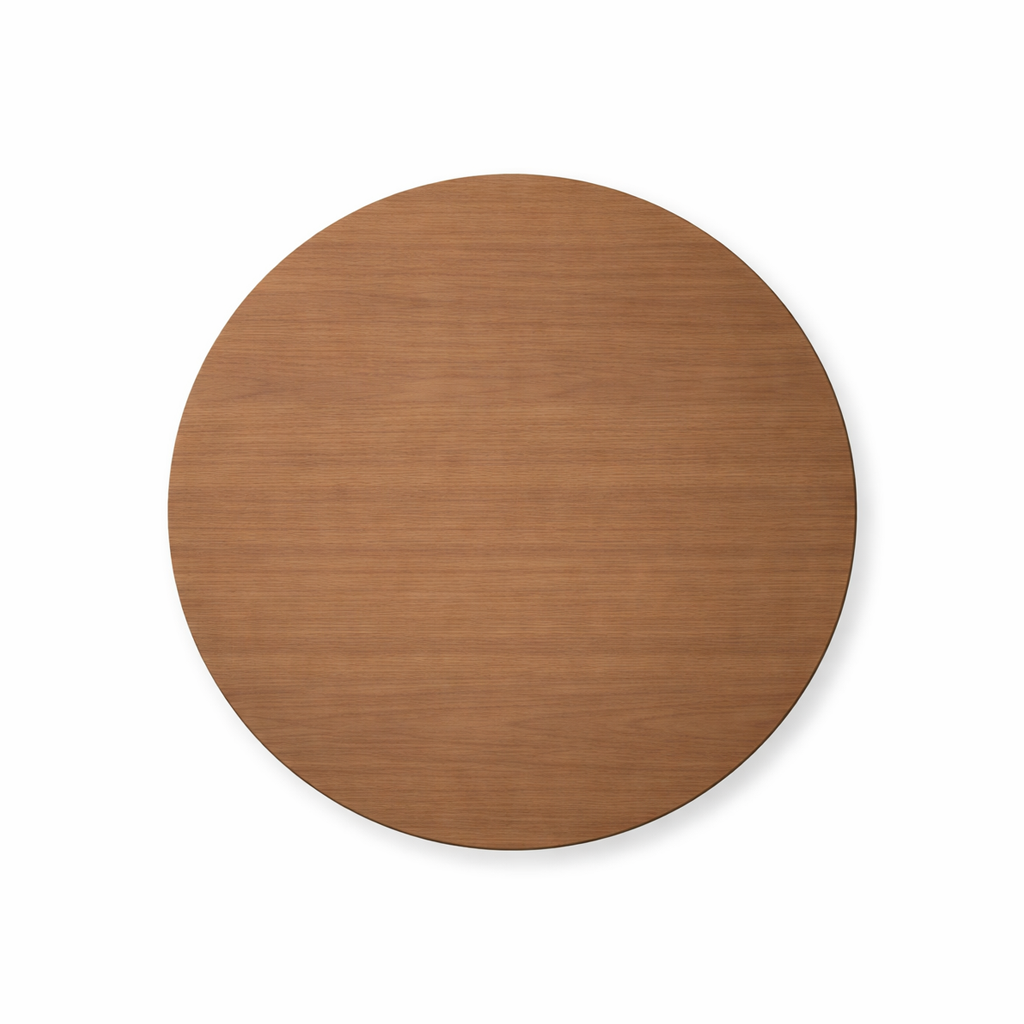 Round wooden coaster on a white background