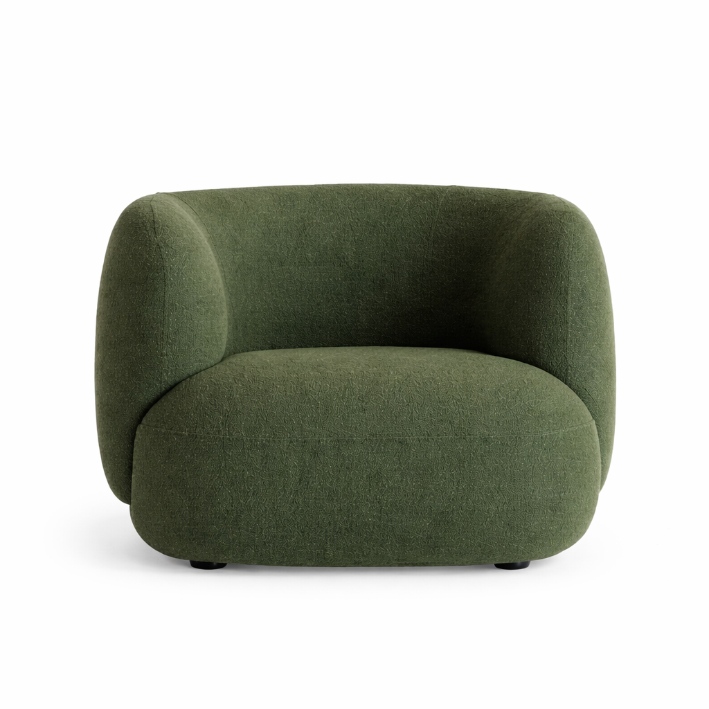 Green armchair on a white background