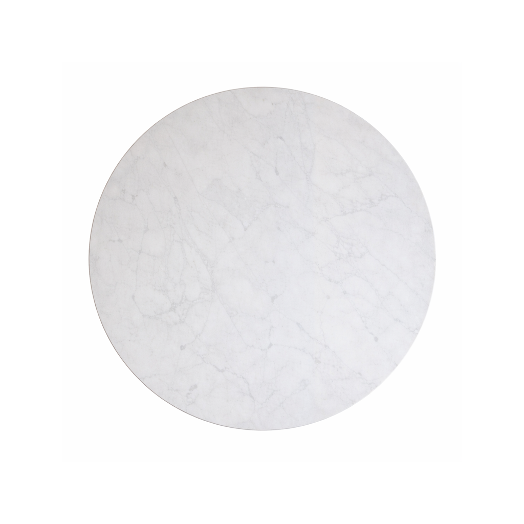 Round white marble tile on a white background