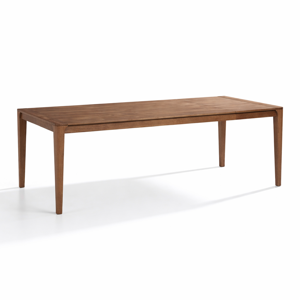 Wooden dining table on a white background