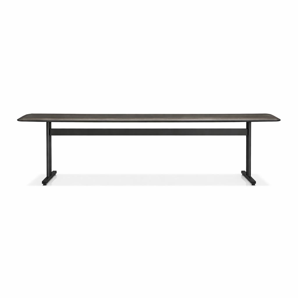 Long black table on a white background