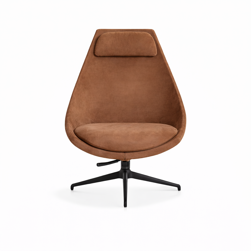 Brown chair with a black base on a white background