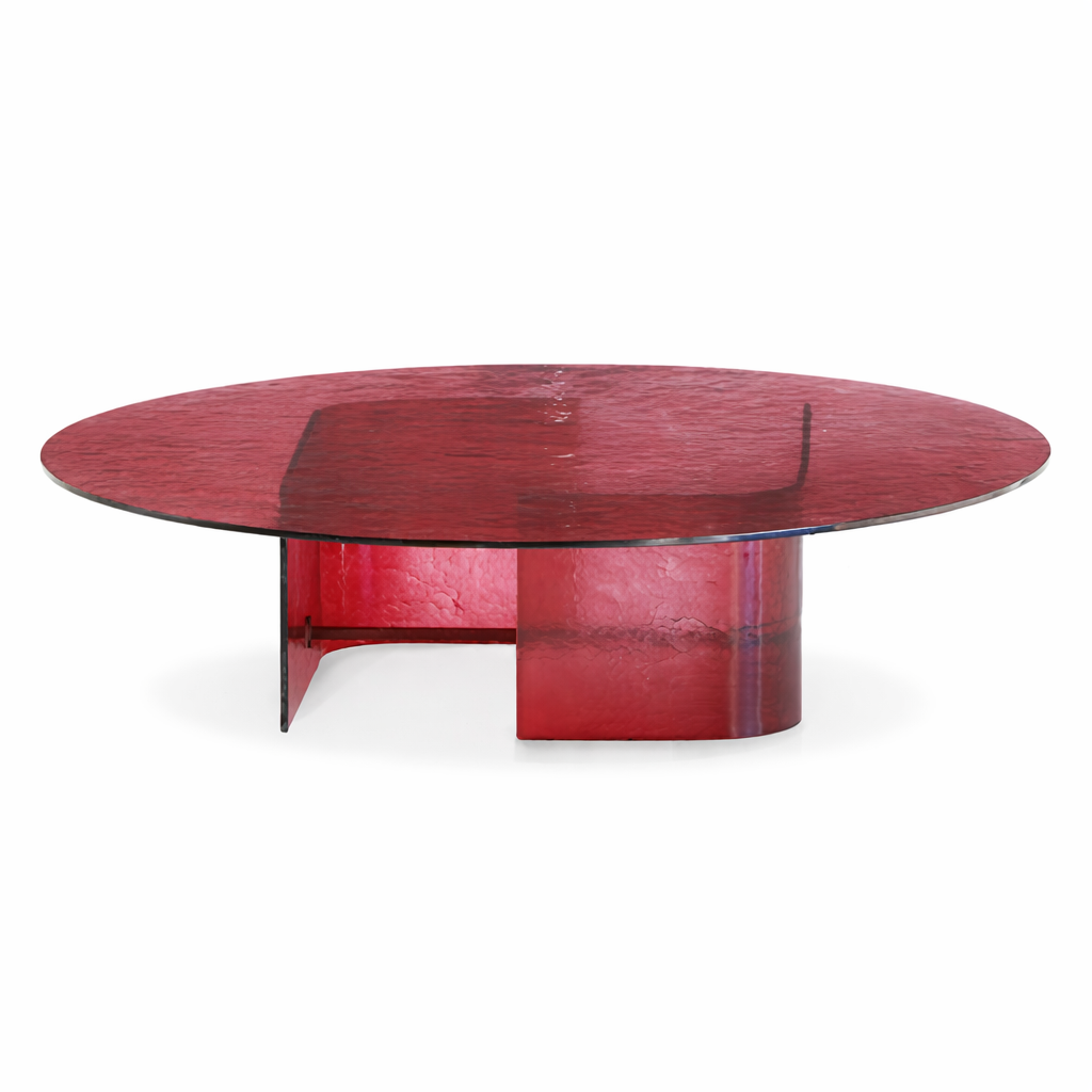 Red round coffee table on a white background