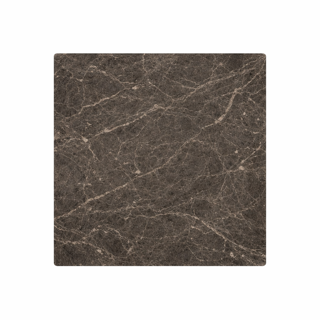 Square tile with brown marble-like pattern on a white background