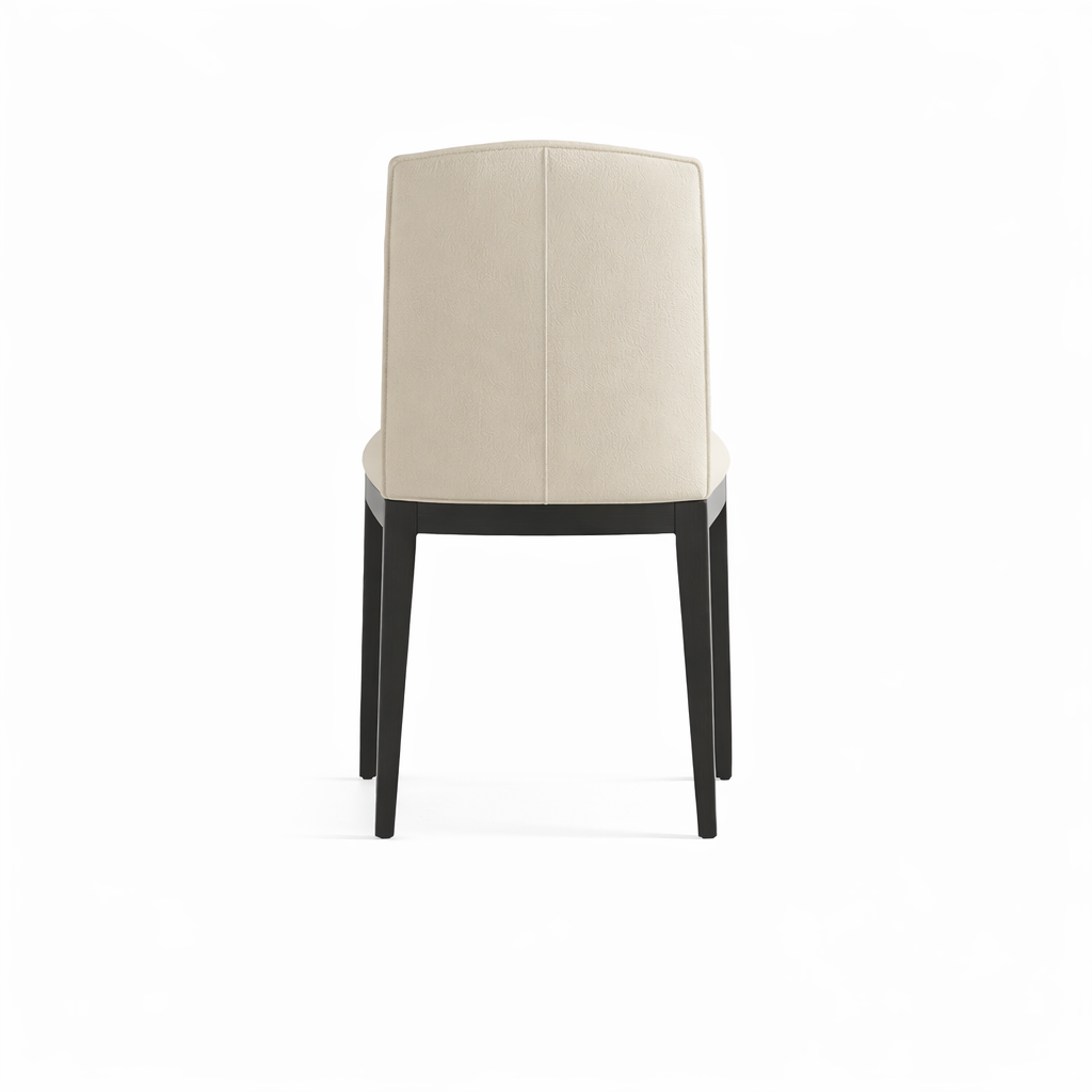 Beige chair with black legs on a white background