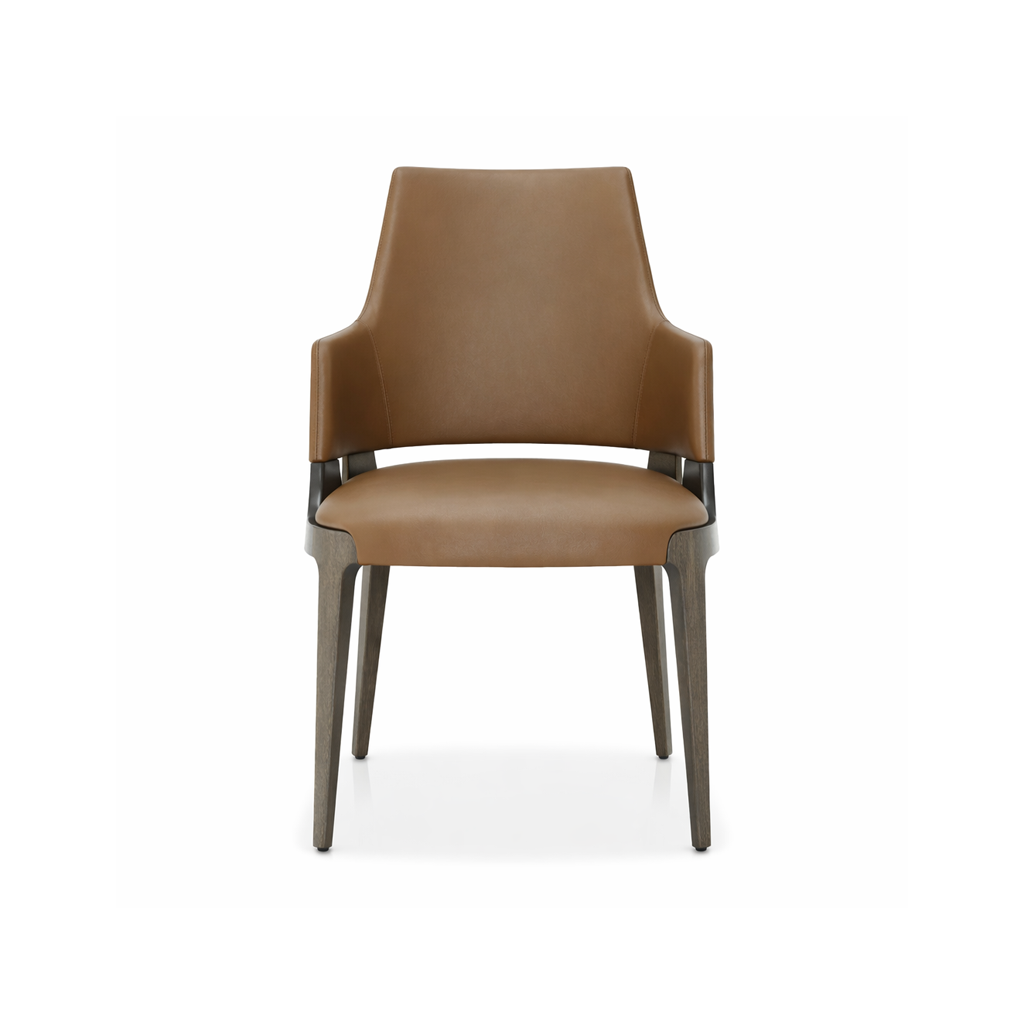 Brown leather chair on a white background