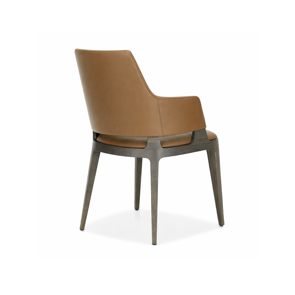 Brown chair with wooden legs on a white background