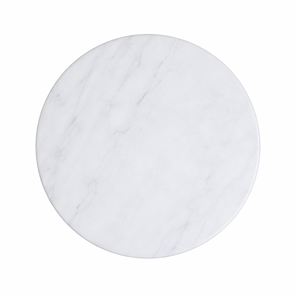 Round marble cutting board on a white background