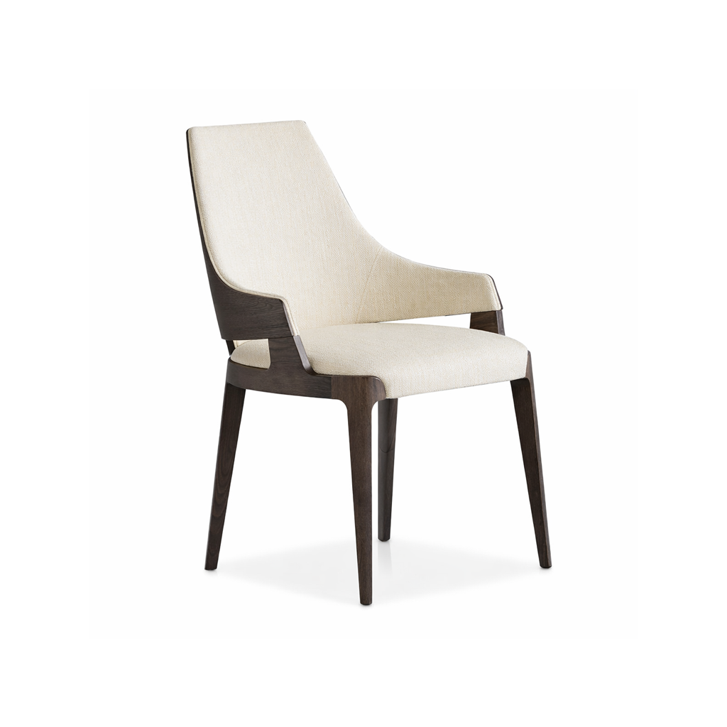 Modern chair with white seat and backrest on a white background
